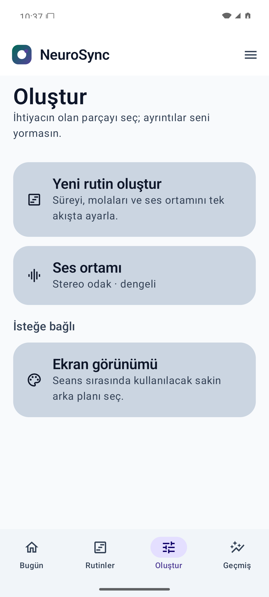 Rutin düzenleme ve zaman çizelgesi ekranı