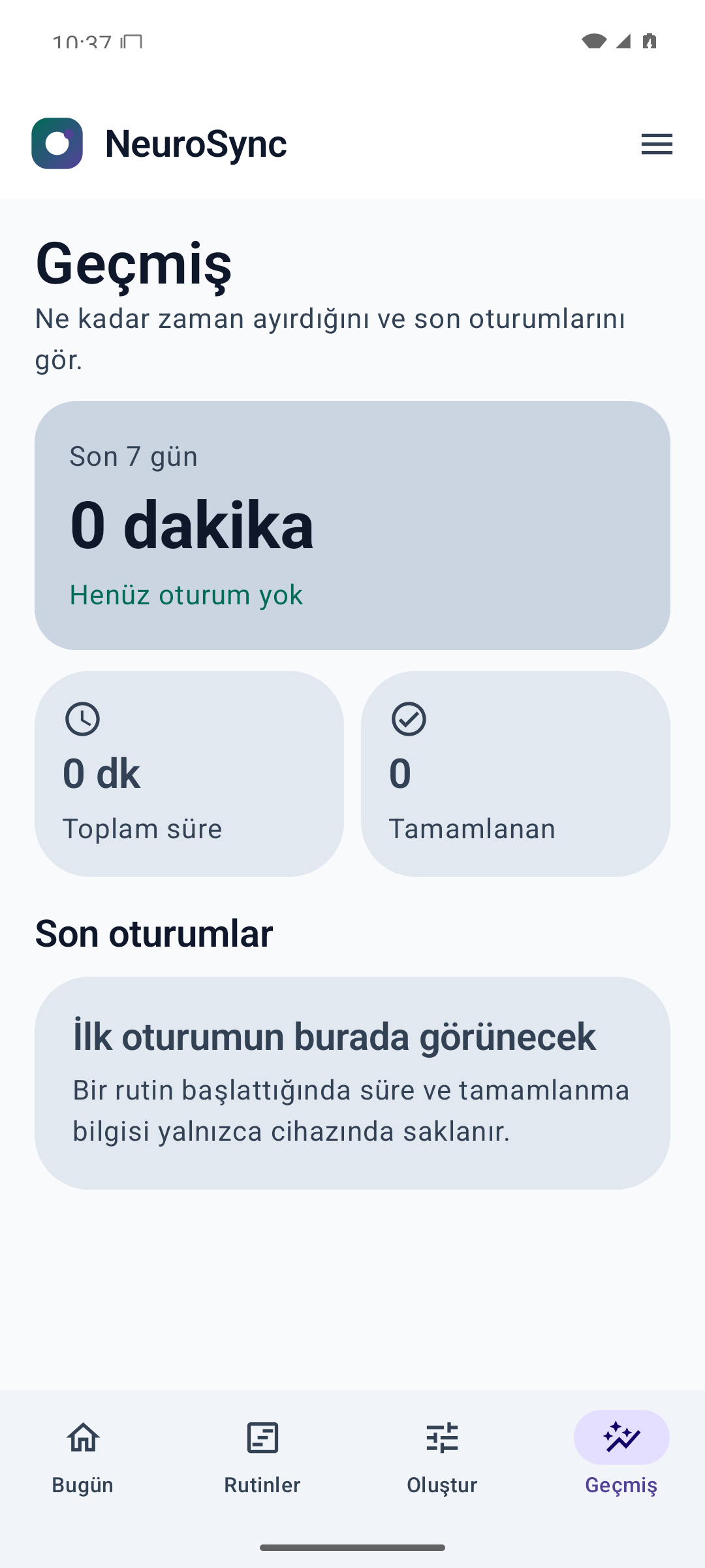 Geçmiş ekranı