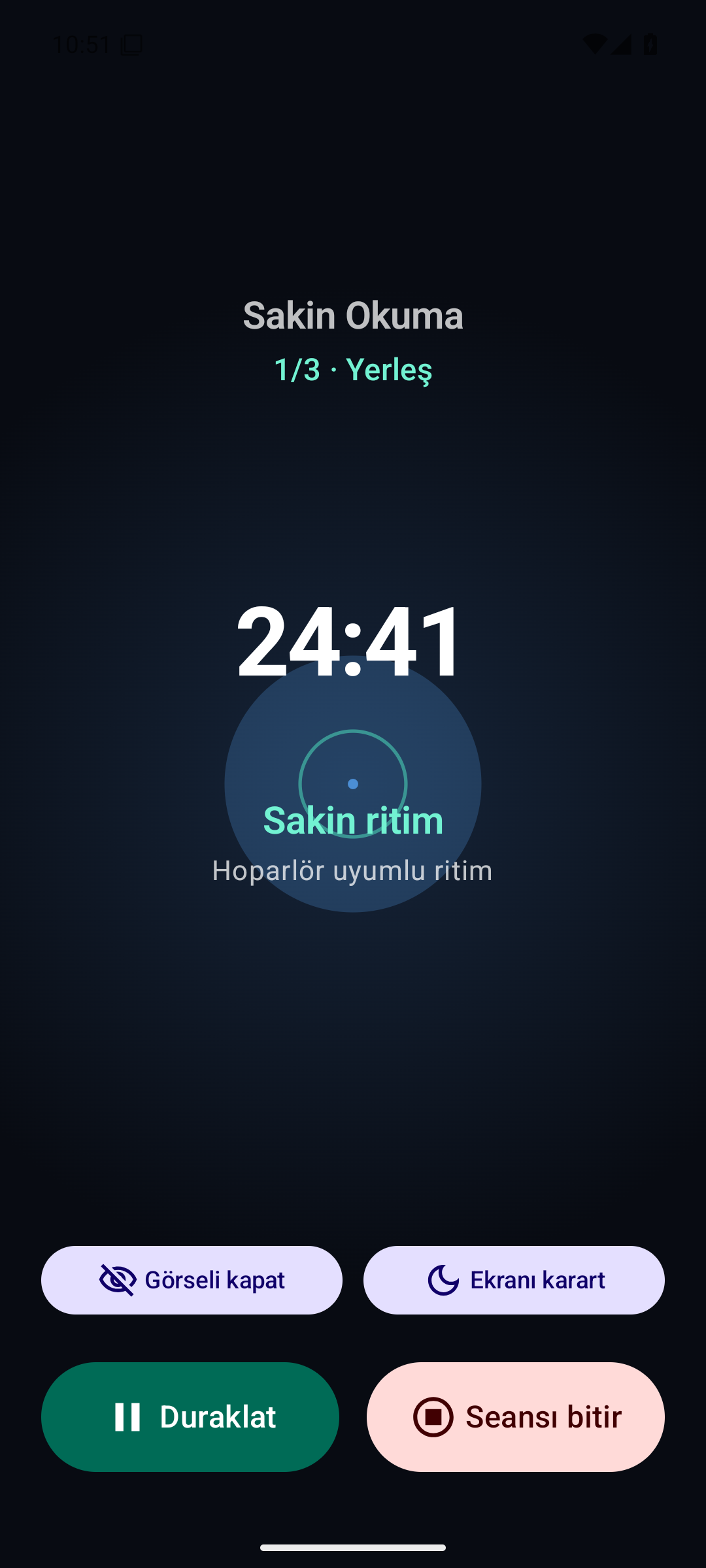 Canlı seansta kalan süre ve seans kontrolleri